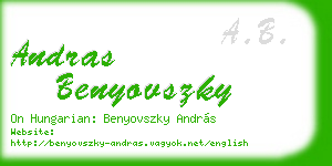 andras benyovszky business card